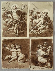 Lunet met St. Peter en St. Paul met St. Matthew en de Profeet Jesaja, Studie naar Sebastiano del Piombo door Felice Giani