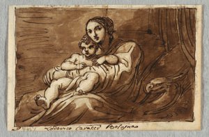 Madonna en Kind, Studie naar Lodovico Carracci door Felice Giani