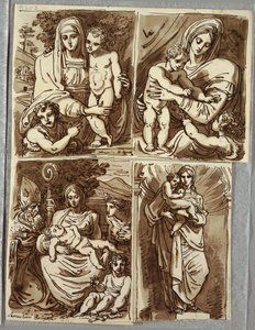 Madonna en Kind en St. Johannes, Studie naar Francia; Madonna en Kind met St. Johannes, Studie naar Dossi; Madonna en Kind met St. Johannes, Bisschop Heilige, St. Appolonia; Madonna en Kind in Niche, Studie naar Beeldhouwwerk door Salvator Mundy