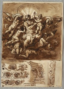 Madonna in glorie, studie naar Bartolomeo Passeroti Bologna; architectonische details