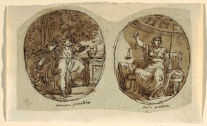 Minerva, Ontwerp voor gewelfd plafond, Sala dei Legislatori, Palazzo Conti-Sinibaldi, Faenza door Felice Giani