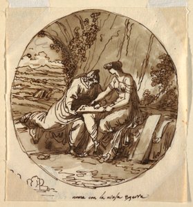 Numa Pompilius en Egeria, Sala di Numa Pompilius, Palazzo Milzetti, Faenza door Felice Giani
