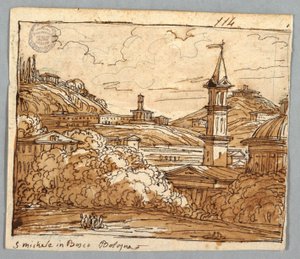 Schetsboekpagina, Folio 57: Studie naar Michele in Bosco, Bologna; Verso, Architectonische Details
