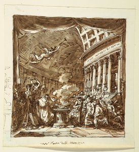 Decorontwerp: Gordijn, De Werkplaats van Apollo door Felice Giani