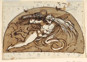 Zomer, lunet voor plafond, Sala Ottagonale, Palazzo Milzetti, Faenza door Felice Giani