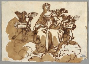Theologie, naar Raphael Sansio, Stanza della Segnatura, Vaticaan