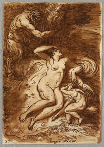 Venus en Cupido en Sater, Studie naar Correggio door Felice Giani
