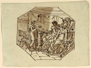 Vergilius Leest de Lofrede van Marcellus aan Lucretia en Augustus, Palazzo Cavina, Faenza door Felice Giani