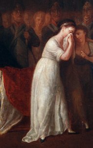 Een vrouw als de wet die de status van de moeder binnen het gezin regelt, inferieur aan die van de echtgenoot. Detail van de afkondiging van het Burgerlijk Wetboek of Code van Napoleon Bonaparte op 21/03/1804 door Felice Guascone