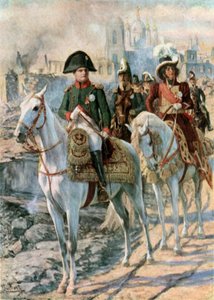 Napoleon te midden van de ruïnes van Smolensk