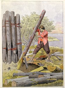 Robinson Crusoe Bouwt zijn Eerste Woning, 1930 door Felicien baron de Myrbach Rheinfeld