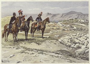 Soldaten te paard die Nicopolis verkennen door Felicien baron de Myrbach Rheinfeld