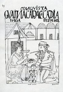 Een Inca vraagt een Spanjaard wat hij eet, hij antwoordt 
