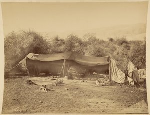 Tent van nomadische bedoeïenen, Palestina door Félix Bonfils