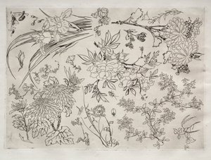 Dinerservies (Rousseau-servies): Bloemen (nr. 23) door Felix Bracquemond