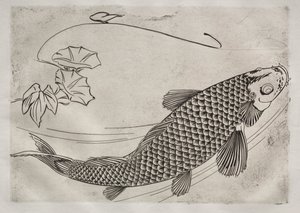 Dinerservies (Rousseau servies): Grote vis in Japanse stijl (nr. 19) door Felix Bracquemond