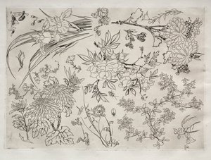 Dinerservies Rousseau servies: Bloemen nr. 23, 1866 door Felix Bracquemond