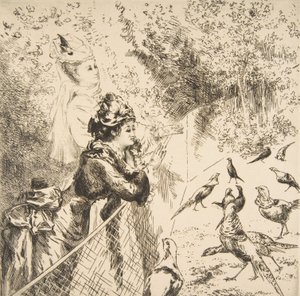 In de dierentuin, ca. 1873 door Felix Bracquemond