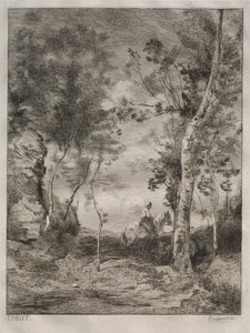 Landschap, of Het Witte Paard, naar Corot