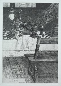 De tafel, naar H. Leys, 1868 door Felix Bracquemond