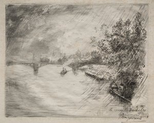 Uitzicht op de brug van Saint-Pères door Felix Bracquemond
