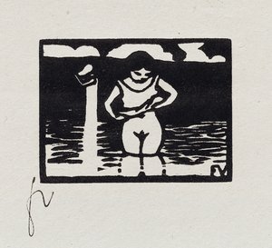 Meisje dat haar Shirt Uittrekt, VI uit "Les Petites Baigneuses", 1893 door Felix Edouard Vallotton