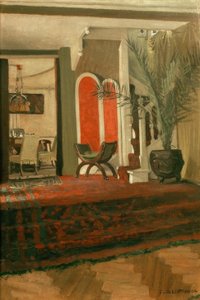 Interieur, salon met trap en eetkamer in de achtergrond door Felix Edouard Vallotton