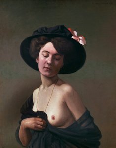 Dame met zwarte hoed door Felix Edouard Vallotton
