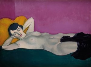 Liggende vrouw voor paarse achtergrond. 1924 door Felix Edouard Vallotton