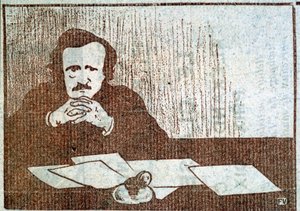 Portret van Edgar Allan Poe - gravure door Félix Vallotton, circa 1900 door Felix Edouard Vallotton