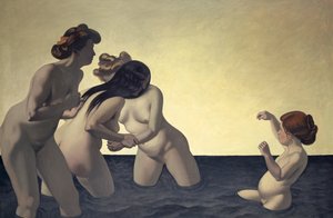 Drie Vrouwen en Een Klein Meisje Spelen in het Water, 1907 door Felix Edouard Vallotton