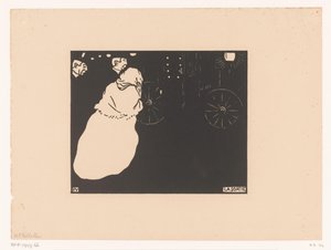 Twee heren en een dame bij een rijtuig door Felix Edouard Vallotton