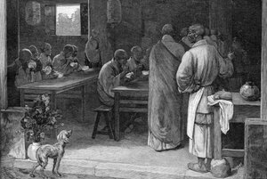 Refter in een Boeddhistisch klooster door Felix Elie Regamey