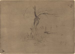 Bomen en Boten door Felix Hilaire Buhot