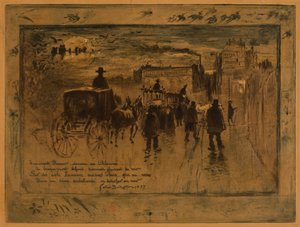Begrafenisstoet op de Boulevard de Clichy, 1887 door Felix Hilaire Buhot