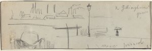 Gillingham Pier, Londen [verso] door Felix Hilaire Buhot