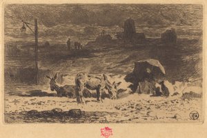 Les Anes de La Butte-aux-Cailles door Felix Hilaire Buhot