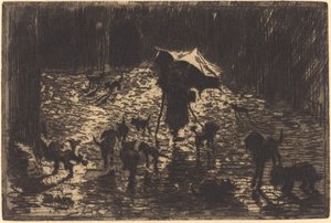 De nachtelijke zwervers, 1876-1877 door Felix Hilaire Buhot