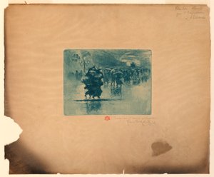 Regenachtige straat door Felix Hilaire Buhot