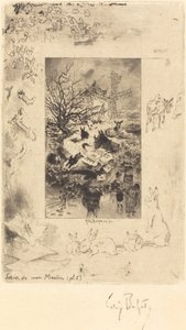 Titelpagina voor Lettres de Mon Moulin, ca. 1885 door Felix Hilaire Buhot