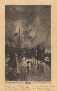 Een Landing in Engeland door Felix Hilaire Buhot