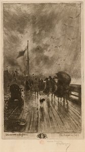 Een landing in Engeland door Felix Hilaire Buhot
