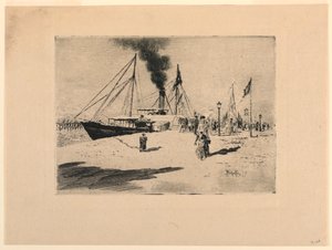 Kade bij Trouville door Felix Hilaire Buhot
