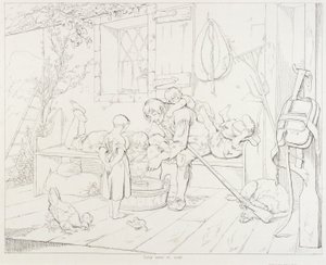 (Rip Van Winkle, illustratie) Rip Amusing Children door Felix Octavius Carr Darley