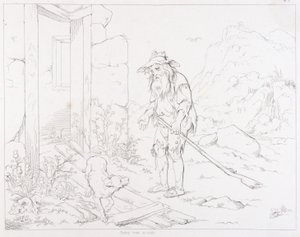 (Rip Van Winkle, illustratie) Rip keert terug naar zijn huis in puin door Felix Octavius Carr Darley