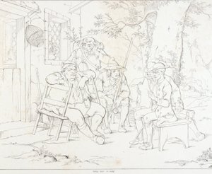 (Rip Van Winkle, illustratie) Rip met Junto in de Dorpsherberg door Felix Octavius Carr Darley