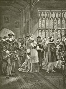 Koning Hendrik VIII. Act I, Scene I door Felix Octavius Carr Darley