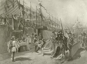 Koning Richard II. Act I, Scene III (gravure) door Felix Octavius Carr Darley