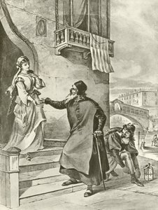 De koopman van Venetië. Act II, Scene V door Felix Octavius Carr Darley