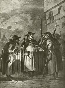 Veel drukte om niets. Act III, Scene III door Felix Octavius Carr Darley